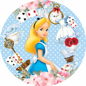 PAINEL REDONDO ALICE NO PAÍS DAS MARAVILHAS TECIDO   MALHA  PREMIUM  