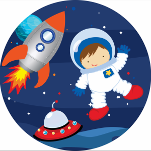 PAINEL REDONDO ASTRONAUTA TECIDO   MALHA  PREMIUM  