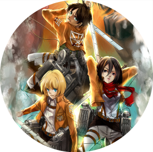PAINEL REDONDO ATTACK ON TITAN TECIDO   MALHA  PREMIUM  