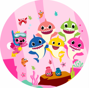 PAINEL REDONDO BABY SHARK TECIDO   MALHA  PREMIUM  