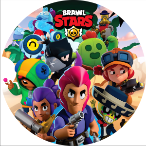 PAINEL REDONDO BRAWL STARS TECIDO   MALHA  PREMIUM  