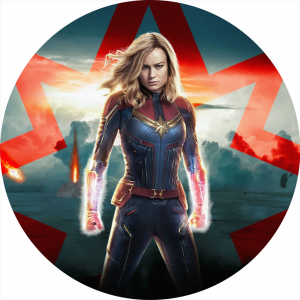 PAINEL REDONDO CAPITÃ MARVEL TECIDO   MALHA  PREMIUM  