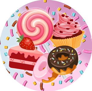 PAINEL REDONDO CONFEITARIA TECIDO   MALHA  PREMIUM  