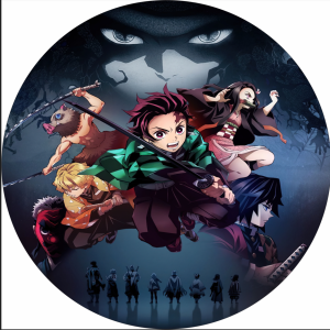 PAINEL REDONDO DEMON SLAYER TECIDO   MALHA  PREMIUM  
