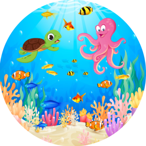 PAINEL REDONDO FUNDO DO MAR TECIDO   MALHA  PREMIUM  