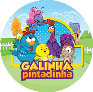PAINEL REDONDO GALINHA PINTADINHA TECIDO   MALHA  PREMIUM  