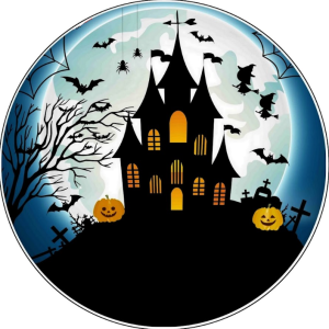 PAINEL REDONDO HALLOWEEN TECIDO   MALHA  PREMIUM  