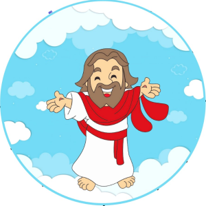PAINEL REDONDO JESUS E CRIANÇAS TECIDO   MALHA  PREMIUM  