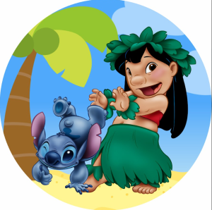 PAINEL REDONDO LILO STITCH TECIDO   MALHA  PREMIUM  