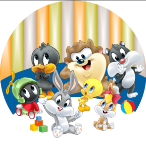 PAINEL REDONDO LOONEY TUNES BABY TECIDO   MALHA  PREMIUM  