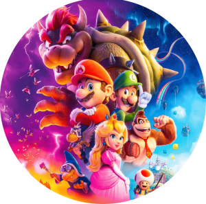 PAINEL REDONDO MARIO BROS O FILME TECIDO   MALHA  PREMIUM  