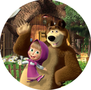 PAINEL REDONDO MASHA E O URSO TECIDO   MALHA  PREMIUM  