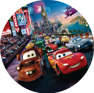 PAINEL REDONDO MCQUEEN CARROS TECIDO   MALHA  PREMIUM  