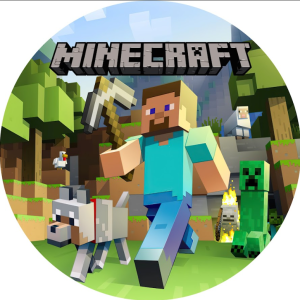 PAINEL REDONDO MINECRAFT TECIDO   MALHA  PREMIUM  