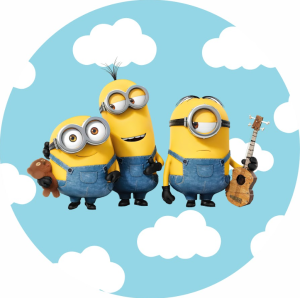 PAINEL REDONDO MINIONS TECIDO   MALHA  PREMIUM  