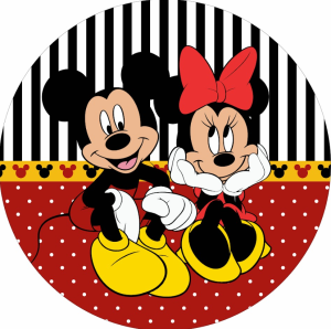 PAINEL REDONDO MINNIE MICKEY TECIDO   MALHA  PREMIUM  