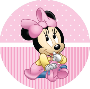 PAINEL REDONDO MINNIE ROSA BABY TECIDO   MALHA  PREMIUM  