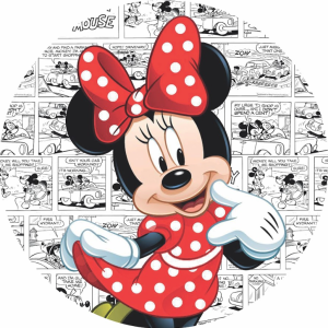 PAINEL REDONDO MINNIE VERMELHA TECIDO   MALHA  PREMIUM  