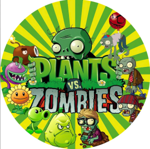 PAINEL REDONDO PLANTS VS ZOMBIES TECIDO   MALHA  PREMIUM  