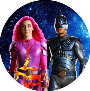 PAINEL REDONDO SHARK BOY E LAVA GIRL TECIDO   MALHA  PREMIUM  