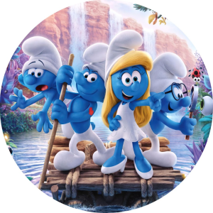PAINEL REDONDO SMURFS TECIDO   MALHA  PREMIUM  