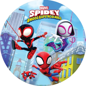 PAINEL REDONDO SPIDEY AMIGOS ESPETACULARES TECIDO   MALHA  PREMIUM  