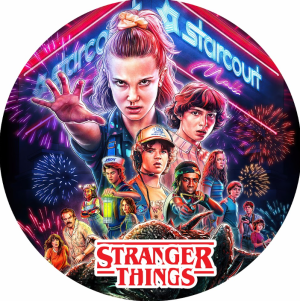PAINEL REDONDO STRANGER THINGS TECIDO   MALHA  PREMIUM  