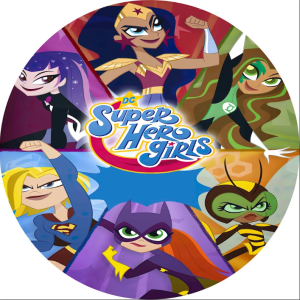 PAINEL REDONDO SUPER HERO GIRLS TECIDO   MALHA  PREMIUM  