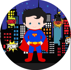 PAINEL REDONDO SUPER MAN CUTE TECIDO   MALHA  PREMIUM  
